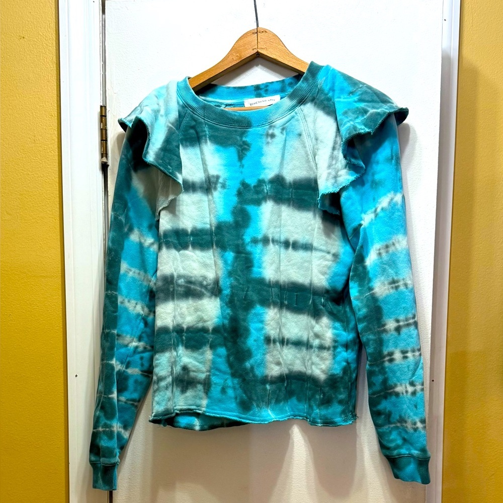 Something Navy Blue Tie-Dye Ruffle Sweatshirt! EUC